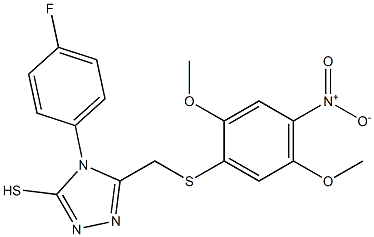 5-{[(2,5-dimethoxy-4-nitrophenyl)thio]methyl}-4-(4-fluorophenyl)-4H-1,2,4-triazole-3-thiol Struktur