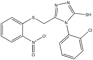 4-(2-chlorophenyl)-5-{[(2-nitrophenyl)thio]methyl}-4H-1,2,4-triazole-3-thiol Struktur