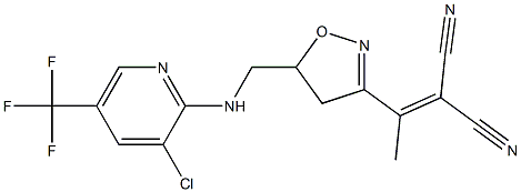 2-{1-[5-({[3-chloro-5-(trifluoromethyl)-2-pyridinyl]amino}methyl)-4,5-dihydro-3-isoxazolyl]ethylidene}malononitrile Struktur