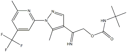 2-[4-({[(tert-butylamino)carbonyl]oxy}ethanimidoyl)-5-methyl-1H-pyrazol-1-yl]-6-methyl-4-(trifluoromethyl)pyridine Struktur