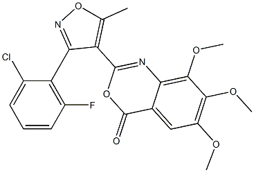 2-[3-(2-chloro-6-fluorophenyl)-5-methylisoxazol-4-yl]-6,7,8-trimethoxy-4H-3,1-benzoxazin-4-one Struktur