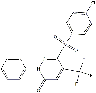 6-[(4-chlorophenyl)sulfonyl]-2-phenyl-5-(trifluoromethyl)-3(2H)-pyridazinone Struktur