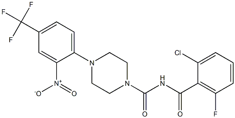 N1-(2-chloro-6-fluorobenzoyl)-4-[2-nitro-4-(trifluoromethyl)phenyl]piperazine-1-carboxamide Struktur