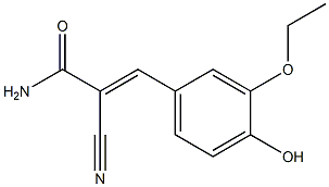 2-cyano-3-(3-ethoxy-4-hydroxyphenyl)acrylamide Struktur