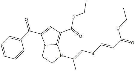 ethyl 5-benzoyl-1-{2-[(3-ethoxy-3-oxo-1-propenyl)sulfanyl]-1-methylvinyl}-2,3-dihydro-1H-pyrrolo[1,2-a]imidazole-7-carboxylate Struktur