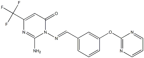 2-amino-3-({(E)-[3-(2-pyrimidinyloxy)phenyl]methylidene}amino)-6-(trifluoromethyl)-4(3H)-pyrimidinone Struktur