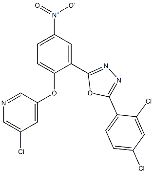 2-{2-[(5-chloro-3-pyridyl)oxy]-5-nitrophenyl}-5-(2,4-dichlorophenyl)-1,3,4-oxadiazole Struktur