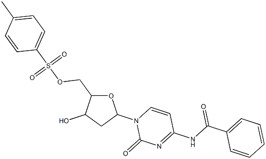 {5-[4-(benzoylamino)-2-oxopyrimidin-1(2H)-yl]-3-hydroxytetrahydrofuran-2-yl}methyl 4-methylbenzenesulfonate Struktur