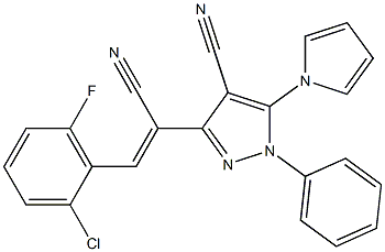 3-[2-(2-chloro-6-fluorophenyl)-1-cyanovinyl]-1-phenyl-5-(1H-pyrrol-1-yl)-1H-pyrazole-4-carbonitrile Struktur