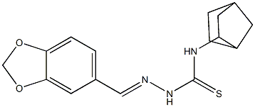 N1-bicyclo[2.2.1]hept-2-yl-2-(1,3-benzodioxol-5-ylmethylidene)hydrazine-1-carbothioamide Struktur