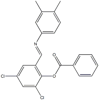 2,4-dichloro-6-{[(3,4-dimethylphenyl)imino]methyl}phenyl benzoate Struktur