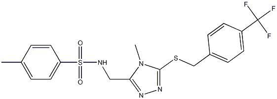 4-methyl-N-[(4-methyl-5-{[4-(trifluoromethyl)benzyl]sulfanyl}-4H-1,2,4-triazol-3-yl)methyl]benzenesulfonamide Struktur