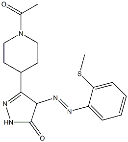 3-(1-acetyl-4-piperidyl)-4-{2-[2-(methylthio)phenyl]diaz-1-enyl}-4,5-dihydro-1H-pyrazol-5-one Struktur