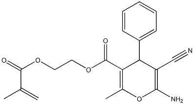 2-(methacryloyloxy)ethyl 6-amino-5-cyano-2-methyl-4-phenyl-4H-pyran-3-carboxylate Struktur