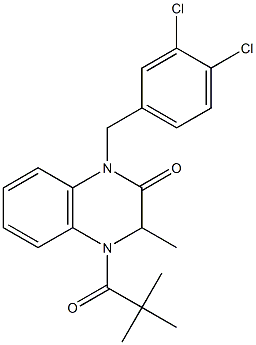 1-(3,4-dichlorobenzyl)-4-(2,2-dimethylpropanoyl)-3-methyl-3,4-dihydro-2(1H)-quinoxalinone Struktur