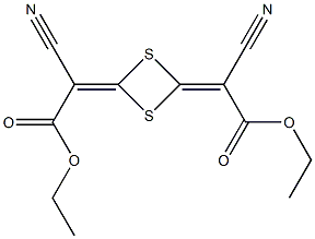 ethyl 2-cyano-2-[4-(1-cyano-2-ethoxy-2-oxoethylidene)-1,3-dithietan-2-yliden]acetate Struktur