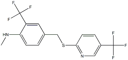 N-methyl-2-(trifluoromethyl)-4-({[5-(trifluoromethyl)-2-pyridinyl]sulfanyl}methyl)aniline Struktur