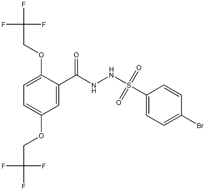 N'-[2,5-bis(2,2,2-trifluoroethoxy)benzoyl]-4-bromobenzenesulfonohydrazide Struktur