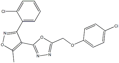 2-[(4-chlorophenoxy)methyl]-5-[3-(2-chlorophenyl)-5-methyl-4-isoxazolyl]-1,3,4-oxadiazole Struktur