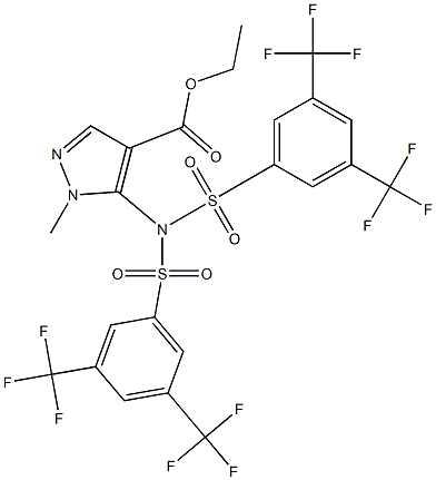 ethyl 5-(di{[3,5-di(trifluoromethyl)phenyl]sulfonyl}amino)-1-methyl-1H-pyrazole-4-carboxylate Struktur