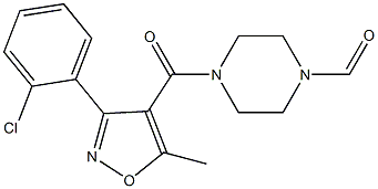 4-{[3-(2-chlorophenyl)-5-methyl-4-isoxazolyl]carbonyl}tetrahydro-1(2H)-pyrazinecarbaldehyde Struktur