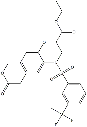 ethyl 6-(2-methoxy-2-oxoethyl)-4-{[3-(trifluoromethyl)phenyl]sulfonyl}-3,4-dihydro-2H-1,4-benzoxazine-2-carboxylate Struktur