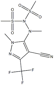 N'-[4-cyano-1-methyl-3-(trifluoromethyl)-1H-pyrazol-5-yl]-N'-methyl-N-(methylsulfonyl)methanesulfonohydrazide Struktur