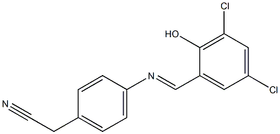 2-{4-[(3,5-dichloro-2-hydroxybenzylidene)amino]phenyl}acetonitrile Struktur