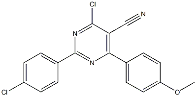 4-chloro-2-(4-chlorophenyl)-6-(4-methoxyphenyl)-5-pyrimidinecarbonitrile Struktur