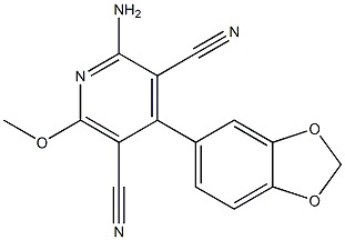 2-amino-4-(1,3-benzodioxol-5-yl)-6-methoxypyridine-3,5-dicarbonitrile Struktur