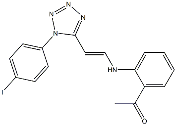 1-[2-({2-[1-(4-iodophenyl)-1H-1,2,3,4-tetraazol-5-yl]vinyl}amino)phenyl]ethan-1-one Struktur