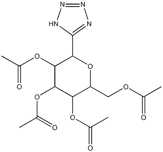 3,5-di(acetyloxy)-2-[(acetyloxy)methyl]-6-(1H-1,2,3,4-tetraazol-5-yl)tetrahydro-2H-pyran-4-yl acetate Struktur