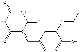 5-(3-ethoxy-4-hydroxybenzylidene)hexahydropyrimidine-2,4,6-trione Struktur