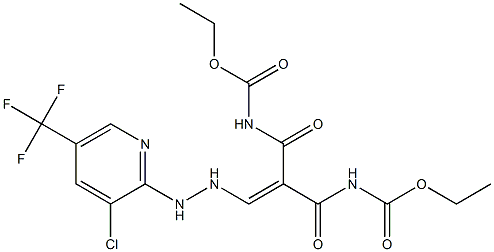 ethyl N-(3-{2-[3-chloro-5-(trifluoromethyl)-2-pyridinyl]hydrazino}-2-{[(ethoxycarbonyl)amino]carbonyl}acryloyl)carbamate Struktur