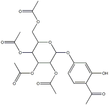 2-(4-acetyl-3-hydroxyphenoxy)-3,5-di(acetyloxy)-6-[(acetyloxy)methyl]tetrahydro-2H-pyran-4-yl acetate Struktur