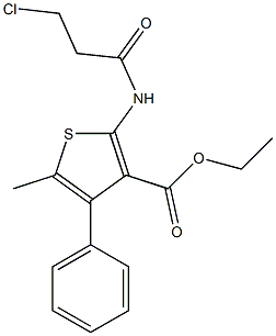 ethyl 2-[(3-chloropropanoyl)amino]-5-methyl-4-phenylthiophene-3-carboxylate Struktur