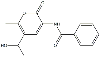 N-[5-(1-hydroxyethyl)-6-methyl-2-oxo-2H-pyran-3-yl]benzenecarboxamide Struktur