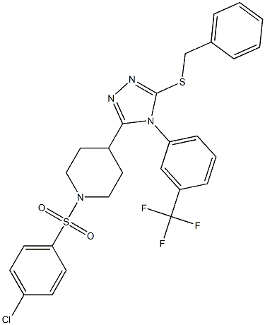 4-{5-(benzylsulfanyl)-4-[3-(trifluoromethyl)phenyl]-4H-1,2,4-triazol-3-yl}-1-[(4-chlorophenyl)sulfonyl]piperidine Struktur