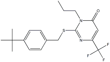 2-{[4-(tert-butyl)benzyl]sulfanyl}-3-propyl-6-(trifluoromethyl)-4(3H)-pyrimidinone Struktur