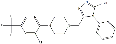 5-({4-[3-chloro-5-(trifluoromethyl)-2-pyridinyl]piperazino}methyl)-4-phenyl-4H-1,2,4-triazole-3-thiol Struktur