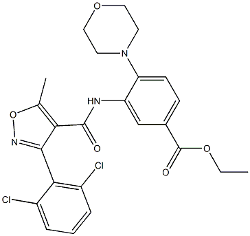 ethyl 3-({[3-(2,6-dichlorophenyl)-5-methylisoxazol-4-yl]carbonyl}amino)-4-morpholinobenzoate Struktur