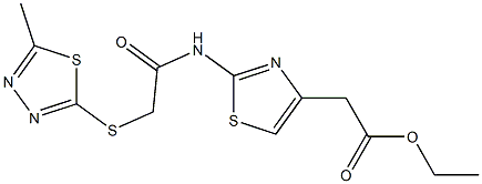 ethyl 2-[2-({2-[(5-methyl-1,3,4-thiadiazol-2-yl)thio]acetyl}amino)-1,3-thiazol-4-yl]acetate Struktur