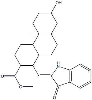 7-hydroxy-2,4b-dimethyl-1-[(3-oxo-2,3-dihydro-1H-2-indolyliden)methyl]perhydro-2-phenanthrenecarboxylic acid Struktur