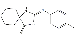 N1-(4-methylidene-3-thia-1-azaspiro[4.5]dec-2-yliden)-2,4-dimethylaniline Struktur