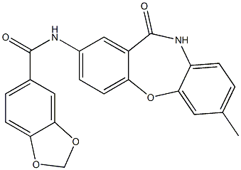 N-(7-methyl-11-oxo-10,11-dihydrodibenzo[b,f][1,4]oxazepin-2-yl)-1,3-benzodioxole-5-carboxamide Struktur