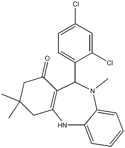 11-(2,4-dichlorophenyl)-3,3,10-trimethyl-2,3,4,5,10,11-hexahydro-1H-dibenzo[b,e][1,4]diazepin-1-one Struktur