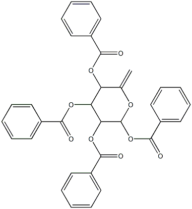 2,4,5-tri(benzoyloxy)-6-methylidenetetrahydro-2H-pyran-3-yl benzoate Struktur