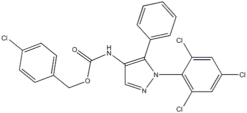 4-chlorobenzyl N-[5-phenyl-1-(2,4,6-trichlorophenyl)-1H-pyrazol-4-yl]carbamate Struktur