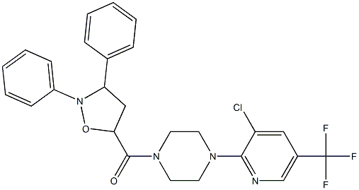 {4-[3-chloro-5-(trifluoromethyl)-2-pyridinyl]piperazino}(2,3-diphenyltetrahydro-5-isoxazolyl)methanone Struktur