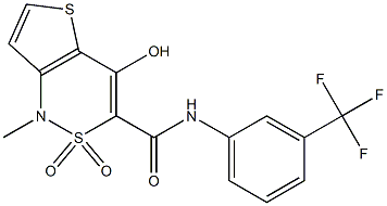 4-hydroxy-1-methyl-2,2-dioxo-N-[3-(trifluoromethyl)phenyl]-1,2-dihydro-2lambda~6~-thieno[3,2-c][1,2]thiazine-3-carboxamide Struktur